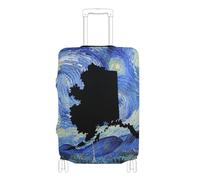 KLL Van Gogh's Starry Night Alaska Map Elastic carry on luggage protector cover Dustproof suitcases cover Baggage Protector Fit 18-32 Inch Luggage, Van Gogh's Starry Night Alaska Map, XL 29-32 in