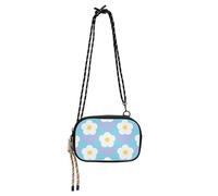 KLL Vector Flower White Blue Cross Body Purse Men Beauty with Adjustable Strap Black Handbag Take a walk