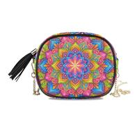 KLL Vibrant Bohemian Mandala Flowers Crossbody Camera Bag Women Practical with Adjustable Strap Side Bags Walk the dog