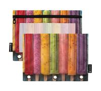 KLL Vibrant Rainbow Popsicle Pencil Bag Binder Pencil Case for 3 Rings Folders with Waterproof for Examination Home Travel Cards Storage Container