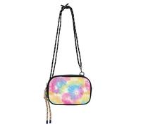KLL Vibrant Tie-dye Color Explosion Design Mini Crossbody Bag for Mens Practical with Credit Card Slots Mini Shoulder Bag Walk the dog
