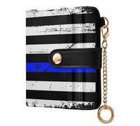 KLL Vintage American Police Support Flag Ladies Cute Foldable Wallet Unique Compact PU Leather Wallet for Women Boys Girls