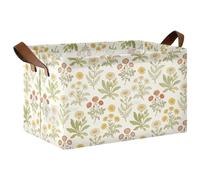 KLL Vintage Daisy Beige Decorative Closet Baskets with Handles Multipurpose Foldable Storage Organizer for Organization 2 Pack cesto para ba?o