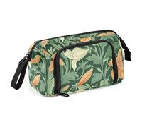KLL Vintage Orange Lily Flower Green Leaves William Morris Style Pencil Pouches Large Capacity Pencil Case School Lightweight for Teacher School Supply