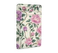 KLL Vintage Pink Flowers Green Leaves William Morris Style slim mens wallet With ID Window RFID Blocking credit card holders for Men and Women cartera para hombre