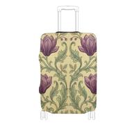 KLL Vintage Purple Korean Magnolia Pattern Elastic luggage case cover Scratchproof cover for suitcase luggage protectors Fit 18-32 Inch Luggage, Vintage Purple Korean Magnolia Pattern, M 22-24 in