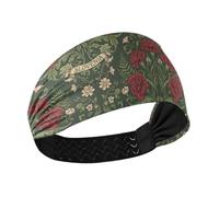 KLL Vintage Red Slovenia Carnation Green Moisture Wicking comfortable headbands for women Elastic head bandanas for Yoga washing face Cycling
