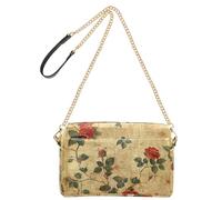 KLL Vintage Retro Red Rose Fashion Small Crossbody Bags For Women Vegan Leather Cross Over Purse Waterproof Shoulder Handbag
