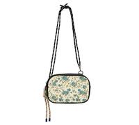 KLL Vintage Style Floral Pattern Blue Roses Cute Crossbody Bags for Women Beauty with Adjustable Strap Black Handbag Go shopping