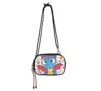 KLL Vivid Cunning Dragon Small Crossbody Bag Mens Waterproof with Adjustable Strap Black Handbag Walk the dog