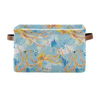 KLL Watercolor Ocean Animal animal sea Lemon Sky Blue storage baskets, collapsable and waterproof cloth baskets with sturdy handle tub unit unit 2 pack for kitchen kitchen bedding