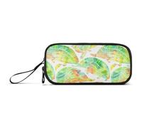KLL Watercolor Wild Animal Armadillo Tangerine Fluorescent Green Nylon Large Zipper Pencil Bag High Capacity College Pencil Case Stationery for Middle School Teen