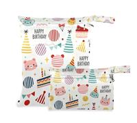 KLL waterproof bags for diaper 2 Pack diaper bag essential items with handles for beach, baby diapers (Happy Birthday Elements)