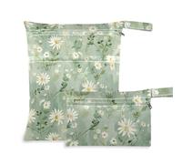 KLL waterproof bags for travel 2 Pack travel essentials for baby with handles for beach, beach (Fresh Little Daisy Pastoral Style)
