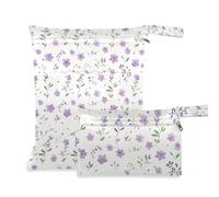 KLL waterproof large wet bag 2 Pack travel essentials for baby with handles for bathing, baby diapers (Purple Crush)