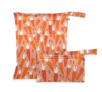 KLL waterproof laundry bag 2 Pack travel essentials for flying with handles for bathing, gym (Carrots Orange and Pink Childlike)