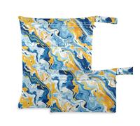 KLL waterproof swim suit bags 2 Pack travel essentials for flying with handles for baby diapers, gym (The Mixture Of Blue Yellow and White)