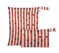 KLL waterproof waterproof dry bag 2 Pack travel essentials for babies with handles for baby diapers, gym (Blue Stars Red and White Stripes Independence Day)
