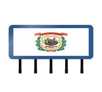 KLL West Virginia State Flag Keys Holder on Wall with Mail Organizer & 5 Self-Adhesive Hanging Decorative Wall Hook for Living Room Decor Living Room Doorway