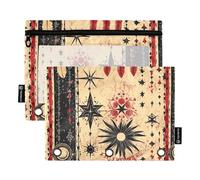KLL Western Star Dream Catcher Tribal Startribal Moon Sunset Black Red Pencil Bags Document Bag for Rings Binder Organizer with Waterproof for Children Stationery Supply