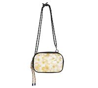 KLL White and Gold Romantic Valentine Flowers Sling Purse Crossbody for Men Trendy with Adjustable Strap Small Handbags Walk the dog