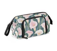 KLL White and Pink Calla Lilies Pencil Box Large Capacity Compartment Pencil Case Lightweight for Adults Office