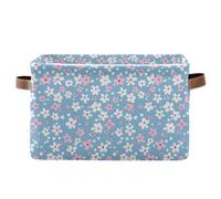 KLL White and Pink Flowers storage baskets, collapsable and waterproof organizers and storage basket with sturdy handle tub solutions solutions set of 2 for room room blanket