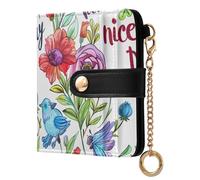 KLL White Background with The Letters have A Nice Day. Ladies Slim Foldable Wallet Unique Minimalist PU Leather Wallet for Women Boys Girls