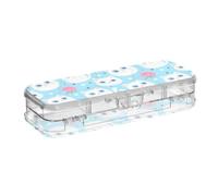 KLL White Cat Blue Eyes Pink Roses Designed Clear Pencils Box