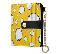 KLL White Circular Spots on A Yellow Background Women's Minimalist Folding Wallet Portable PU Leather Wallet With Card Slots for Women Girls