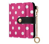 KLL White Dots Pink Women's Folding Card Wallet Unique Minimalist PU Leather Wallet for Women
