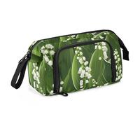 KLL White Lily of The Valley Beauty Summer Flowers Pencil Bags Large Capacity Artist Pencil Case with Compartment for Boys Cosmetics