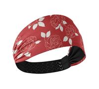 KLL White Rose Lines Red Retro no slip exercise headbands for women Elastic head bandanas for Workouts washing face Football