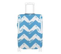KLL White Vector Blue Elastic suitcases covers for luggage Scratchproof covers for suitcases luggage protector Fit 18-32 Inch Luggage, white vector blue, XL 29-32 in