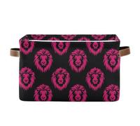 KLL Wild Animal Lion Magenta Valentine storage baskets, and waterproof baskets organization and storage boxes with sturdy handle bag utility utility 2 pack for pantry pantry blanket