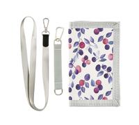 KLL Wild Cherry White Trifold Mens Wallets for Woman Simple Colorful Wallet with Money Clip with Lanyard