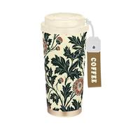 KLL Wild Floral Red Dark Green Stainless Steel Coffee Tumbler With Lid designed On The Go Coffee Mug For Hot Cold Drinks 17 oz Leak Proof