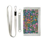 KLL Wild Flowers in Garden Trifold Clip Wallet for Men for Women Minimalist Lighweight Men Wallet with Lanyard