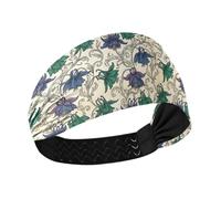 KLL William Morris Blue Green Columbine Flowers Moisture Wicking running headband Stretchy hairband for Workouts make up Daily use