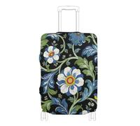 KLL William Morris Blue Retro Flowers Elastic luggage cover protector Washable cover for suitcase travel accessory Fit 18-32 Inch Luggage, William Morris Blue retro flowers, S 18-20 in