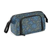 KLL William Morris Indigo Floral Pattern School Pencil Case Large Capacity Preppy Pencil Case Lightweight for Teens Kindergarten
