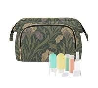 KLL William Morris Iris Pattern Makeup Bag Essentials Makeup Bag With Handle Women's Coin Change Purse for Brushes