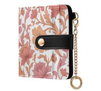 KLL William_morris Retro Orange Flowers Women's Leather Folding Wallet Cute PU Leather Folding Wallet for Women