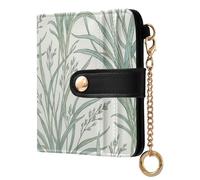 KLL William Morris Rush Grass Pattern Ladies Slim Foldable Wallet Cute Everyday PU Leather Wallet for Women Boys Girls