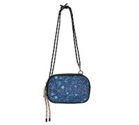 KLL William Morris Style Blue Floral Pattern Black Crossbody Bag Men Practical with Adjustable Strap Black Handbag Take a walk
