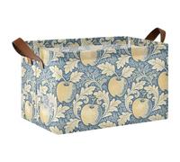 KLL William Morris Vintage fruit Yellow Blue Decorative Foldable Storage Baskets with Handles Foldable Fabric Storage Cubes Organizer for Laundry Bedroom Living Room 2 Pack cajas de madera para