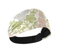 KLL William Morris Vintage Pink Columbine Cooling sweat headbands Stretchy head bandanas for women for Yoga basketball Volleyball