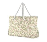 KLL William Morris Vintage Pink Floral Sturdy mens beach bag with zipper large work tote bags for women Top Beach Bag Pool Bag Work Shopping