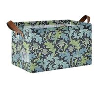 KLL William Morris Vintage Seaweed Green Decorative Foldable Baskets with Handles Cube Storage Containers for Organizing Shelves, Closet, Wardrobe 2 Pack caja para guardar ropa