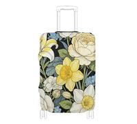 KLL William Morris White Lily Peony Elastic cover for carry on luggage Scratch-Resistant Fit elastic suitcase covers luggage protection Fit 18-32 Inch Luggage, William Morris White lily peony, XL 29